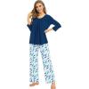 image:imageWiWi Pajamas Set for Women Super Soft 34 Sleeve Tops and Pants Pajama Sets Cooling Viscose Bamboo Pjs with Pockets SXXLInk Blue