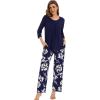 image:imageWiWi Pajamas Set for Women Super Soft 34 Sleeve Tops and Pants Pajama Sets Cooling Viscose Bamboo Pjs with Pockets SXXLNavy
