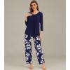 image:imageWiWi Pajamas Set for Women Super Soft 34 Sleeve Tops and Pants Pajama Sets Cooling Viscose Bamboo Pjs with Pockets SXXLNavy