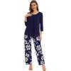 image:imageWiWi Pajamas Set for Women Super Soft 34 Sleeve Tops and Pants Pajama Sets Cooling Viscose Bamboo Pjs with Pockets SXXLNavy