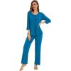 image:imageWiWi Pajamas Set for Women Super Soft 34 Sleeve Tops and Pants Pajama Sets Cooling Viscose Bamboo Pjs with Pockets SXXLTeal Blue