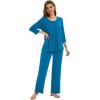 image:imageWiWi Pajamas Set for Women Super Soft 34 Sleeve Tops and Pants Pajama Sets Cooling Viscose Bamboo Pjs with Pockets SXXLTeal Blue