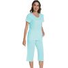 image:imageWiWi Pajamas for Women Cool Short Sleeve Top and Capri Pants Viscose from Bamboo Super Soft 2 Piece Pjs Sleepwear SXXLAaqua