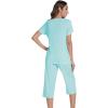 image:imageWiWi Pajamas for Women Cool Short Sleeve Top and Capri Pants Viscose from Bamboo Super Soft 2 Piece Pjs Sleepwear SXXLAaqua