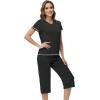 image:imageWiWi Pajamas for Women Cool Short Sleeve Top and Capri Pants Viscose from Bamboo Super Soft 2 Piece Pjs Sleepwear SXXLAblack
