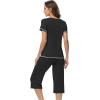 image:imageWiWi Pajamas for Women Cool Short Sleeve Top and Capri Pants Viscose from Bamboo Super Soft 2 Piece Pjs Sleepwear SXXLAblack
