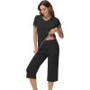 image:imageWiWi Pajamas for Women Cool Short Sleeve Top and Capri Pants Viscose from Bamboo Super Soft 2 Piece Pjs Sleepwear SXXLAblack