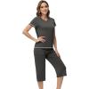 image:imageWiWi Pajamas for Women Cool Short Sleeve Top and Capri Pants Viscose from Bamboo Super Soft 2 Piece Pjs Sleepwear SXXLAiron Grey