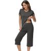 image:imageWiWi Pajamas for Women Cool Short Sleeve Top and Capri Pants Viscose from Bamboo Super Soft 2 Piece Pjs Sleepwear SXXLAiron Grey