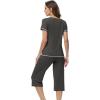 image:imageWiWi Pajamas for Women Cool Short Sleeve Top and Capri Pants Viscose from Bamboo Super Soft 2 Piece Pjs Sleepwear SXXLAiron Grey