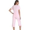 image:imageWiWi Pajamas for Women Cool Short Sleeve Top and Capri Pants Viscose from Bamboo Super Soft 2 Piece Pjs Sleepwear SXXLApink