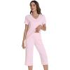 image:imageWiWi Pajamas for Women Cool Short Sleeve Top and Capri Pants Viscose from Bamboo Super Soft 2 Piece Pjs Sleepwear SXXLApink