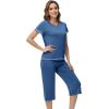 image:imageWiWi Pajamas for Women Cool Short Sleeve Top and Capri Pants Viscose from Bamboo Super Soft 2 Piece Pjs Sleepwear SXXLAprussian Blue