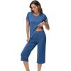 image:imageWiWi Pajamas for Women Cool Short Sleeve Top and Capri Pants Viscose from Bamboo Super Soft 2 Piece Pjs Sleepwear SXXLAprussian Blue