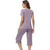 image:imageWiWi Pajamas for Women Cool Short Sleeve Top and Capri Pants Viscose from Bamboo Super Soft 2 Piece Pjs Sleepwear SXXLAviolet