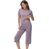 image:imageWiWi Pajamas for Women Cool Short Sleeve Top and Capri Pants Viscose from Bamboo Super Soft 2 Piece Pjs Sleepwear SXXLAviolet