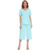 image:imageWiWi Pajamas for Women Cool Short Sleeve Top and Capri Pants Viscose from Bamboo Super Soft 2 Piece Pjs Sleepwear SXXLBaqua