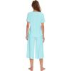 image:imageWiWi Pajamas for Women Cool Short Sleeve Top and Capri Pants Viscose from Bamboo Super Soft 2 Piece Pjs Sleepwear SXXLBaqua