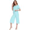 image:imageWiWi Pajamas for Women Cool Short Sleeve Top and Capri Pants Viscose from Bamboo Super Soft 2 Piece Pjs Sleepwear SXXLBaqua