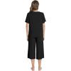 image:imageWiWi Pajamas for Women Cool Short Sleeve Top and Capri Pants Viscose from Bamboo Super Soft 2 Piece Pjs Sleepwear SXXLBblack