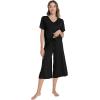 image:imageWiWi Pajamas for Women Cool Short Sleeve Top and Capri Pants Viscose from Bamboo Super Soft 2 Piece Pjs Sleepwear SXXLBblack