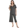 image:imageWiWi Pajamas for Women Cool Short Sleeve Top and Capri Pants Viscose from Bamboo Super Soft 2 Piece Pjs Sleepwear SXXLBiron Grey