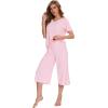image:imageWiWi Pajamas for Women Cool Short Sleeve Top and Capri Pants Viscose from Bamboo Super Soft 2 Piece Pjs Sleepwear SXXLBpink