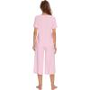 image:imageWiWi Pajamas for Women Cool Short Sleeve Top and Capri Pants Viscose from Bamboo Super Soft 2 Piece Pjs Sleepwear SXXLBpink