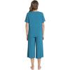 image:imageWiWi Pajamas for Women Cool Short Sleeve Top and Capri Pants Viscose from Bamboo Super Soft 2 Piece Pjs Sleepwear SXXLBteal Blue
