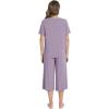 image:imageWiWi Pajamas for Women Cool Short Sleeve Top and Capri Pants Viscose from Bamboo Super Soft 2 Piece Pjs Sleepwear SXXLBviolet