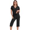 image:imageWiWi Pajamas for Women Cool Short Sleeve Top and Capri Pants Viscose from Bamboo Super Soft 2 Piece Pjs Sleepwear SXXLCblack