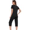image:imageWiWi Pajamas for Women Cool Short Sleeve Top and Capri Pants Viscose from Bamboo Super Soft 2 Piece Pjs Sleepwear SXXLCblack
