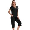 image:imageWiWi Pajamas for Women Cool Short Sleeve Top and Capri Pants Viscose from Bamboo Super Soft 2 Piece Pjs Sleepwear SXXLCblack