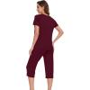 image:imageWiWi Pajamas for Women Cool Short Sleeve Top and Capri Pants Viscose from Bamboo Super Soft 2 Piece Pjs Sleepwear SXXLCbrownish Red