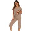 image:imageWiWi Pajamas for Women Cool Short Sleeve Top and Capri Pants Viscose from Bamboo Super Soft 2 Piece Pjs Sleepwear SXXLCcamel