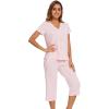 image:imageWiWi Pajamas for Women Cool Short Sleeve Top and Capri Pants Viscose from Bamboo Super Soft 2 Piece Pjs Sleepwear SXXLCpink