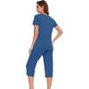 image:imageWiWi Pajamas for Women Cool Short Sleeve Top and Capri Pants Viscose from Bamboo Super Soft 2 Piece Pjs Sleepwear SXXLCprussian Blue