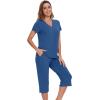 image:imageWiWi Pajamas for Women Cool Short Sleeve Top and Capri Pants Viscose from Bamboo Super Soft 2 Piece Pjs Sleepwear SXXLCprussian Blue