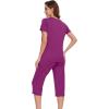 image:imageWiWi Pajamas for Women Cool Short Sleeve Top and Capri Pants Viscose from Bamboo Super Soft 2 Piece Pjs Sleepwear SXXLCpurplish Red