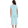 image:imageWiWi Pajamas for Women Cool Short Sleeve Top and Capri Pants Viscose from Bamboo Super Soft 2 Piece Pjs Sleepwear SXXLDaqua