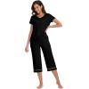 image:imageWiWi Pajamas for Women Cool Short Sleeve Top and Capri Pants Viscose from Bamboo Super Soft 2 Piece Pjs Sleepwear SXXLDblack
