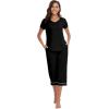 image:imageWiWi Pajamas for Women Cool Short Sleeve Top and Capri Pants Viscose from Bamboo Super Soft 2 Piece Pjs Sleepwear SXXLDblack