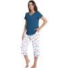 image:imageWiWi Pajamas for Women Cool Short Sleeve Top and Capri Pants Viscose from Bamboo Super Soft 2 Piece Pjs Sleepwear SXXLDdark Pink Dots