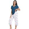 image:imageWiWi Pajamas for Women Cool Short Sleeve Top and Capri Pants Viscose from Bamboo Super Soft 2 Piece Pjs Sleepwear SXXLDdark Pink Dots