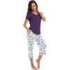 image:imageWiWi Pajamas for Women Cool Short Sleeve Top and Capri Pants Viscose from Bamboo Super Soft 2 Piece Pjs Sleepwear SXXLDdark Purple Dots
