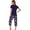 image:imageWiWi Pajamas for Women Cool Short Sleeve Top and Capri Pants Viscose from Bamboo Super Soft 2 Piece Pjs Sleepwear SXXLDnavyPurple Floral