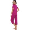 image:imageWiWi Pajamas for Women Cool Short Sleeve Top and Capri Pants Viscose from Bamboo Super Soft 2 Piece Pjs Sleepwear SXXLDrose Red
