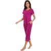 image:imageWiWi Pajamas for Women Cool Short Sleeve Top and Capri Pants Viscose from Bamboo Super Soft 2 Piece Pjs Sleepwear SXXLDrose Red