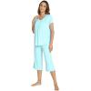 image:imageWiWi Pajamas for Women Cool Short Sleeve Top and Capri Pants Viscose from Bamboo Super Soft 2 Piece Pjs Sleepwear SXXLEaqua
