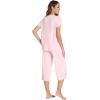 image:imageWiWi Pajamas for Women Cool Short Sleeve Top and Capri Pants Viscose from Bamboo Super Soft 2 Piece Pjs Sleepwear SXXLEpink